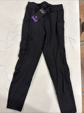 BERRY Kids Black Grip-Leggings with Side Pockets